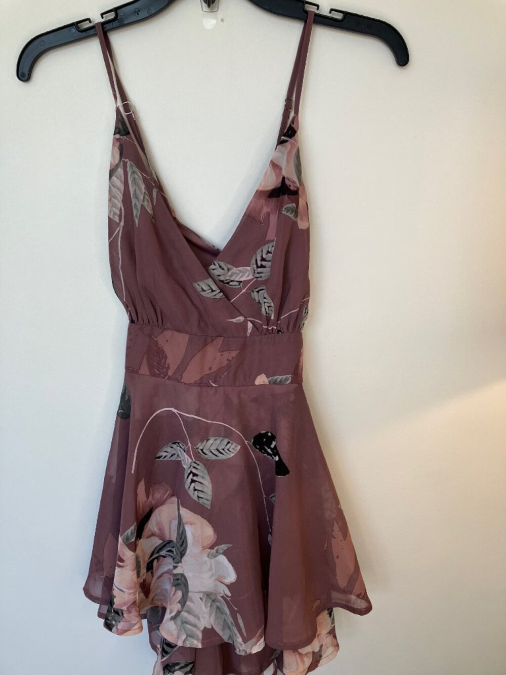 Gentle Worn Windsor Romper Light Plum w/Floral & Leaves Size M